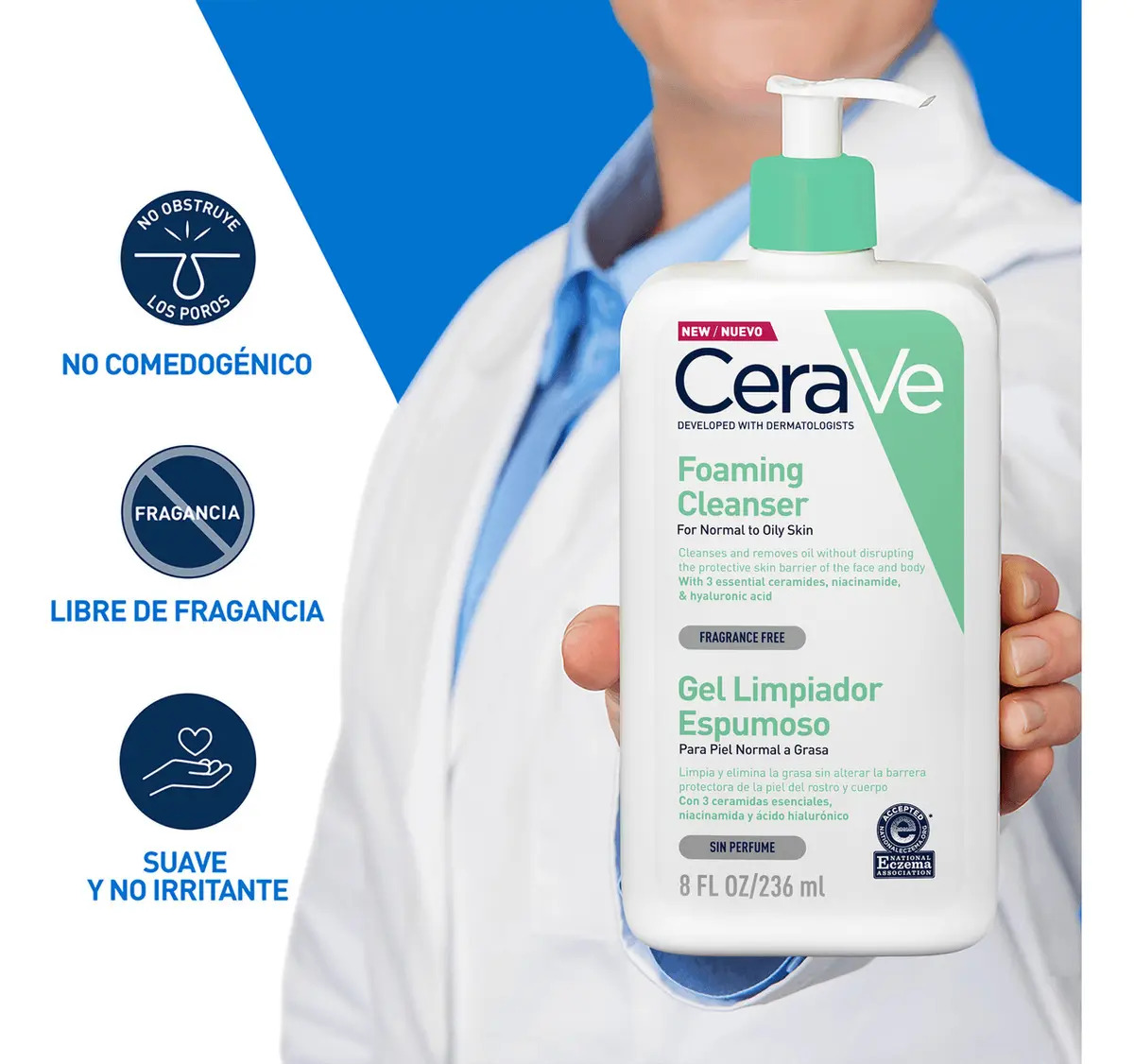 Gel Limpiador Espumoso CeraVe — textura en espuma